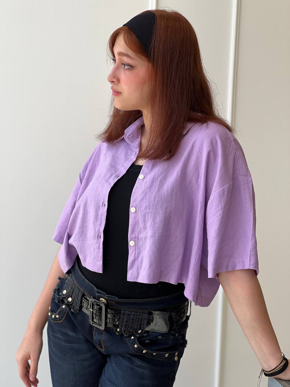 کراپ لینن وارداتی آستین کوتاه منگو